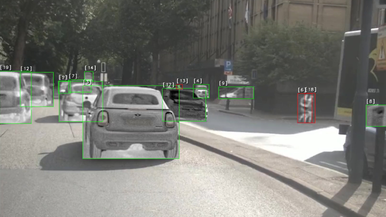 Automotive Thermal Image with Bounding Boxes and Labels